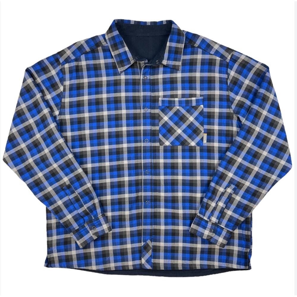 Mountain Hardwear Men's Plaid Reversible Snap Shirt Blue White Size Sm/med?‎